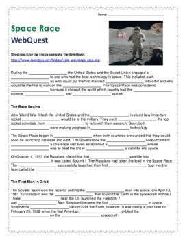Preview of Space Race Cold War WebQuest