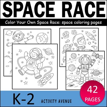 Preview of Space Race:  Color Your Own Space Race: space coloring pages
