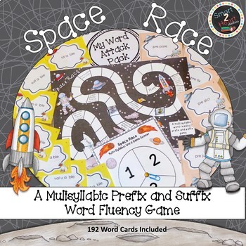 Preview of Space Race-Multisyllabic Game Prefix and Suffix Word Fluency