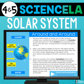 Preview of Space Reading Comprehension Passages & ELA Writing | Solar System 4th 5th Grade