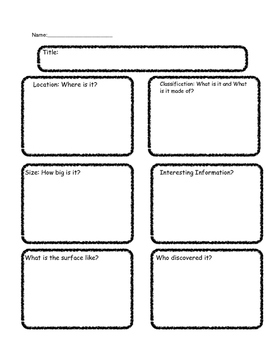 Preview of Space Research Graphic Organizer