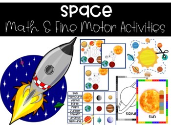 Preview of Space: Rocket Ship and Solar System Fine Motor and Math Pack!