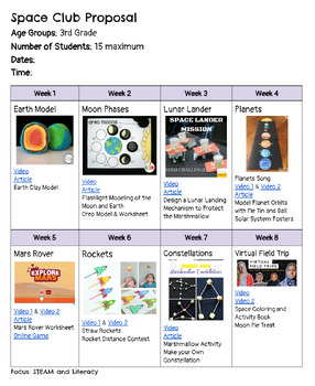 Preview of Space STEAM Club or Unit Plan _ STEM _ Astronomy