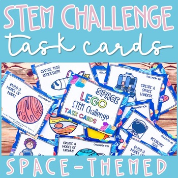 Preview of STEM Building Task Cards Space Theme