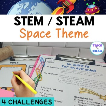 Preview of Space STEM Challenges | 4 STEAM Activities | NO PREP | Summer School Curriculum