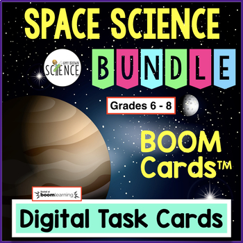 Preview of Space Science Moon Planets Universe Boom Card Bundle