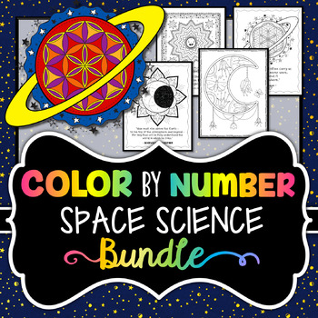 Preview of Space Science - Color by Number Bundle | Solar System | Moon Phases & More!