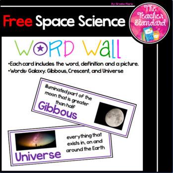 Preview of Space Science Vocabulary Word Wall