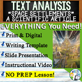 Preview of Space Settlements - Text Based Evidence - Text Analysis Essay Writing Lesson