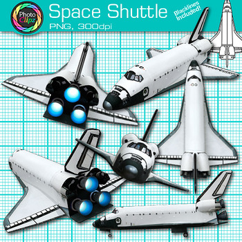 Preview of Space Shuttle Clipart: 12 Realistic Top & Side View Profile Clip Art Transparent