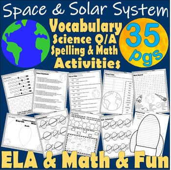 Preview of Space Solar System Earth Science Worksheets Activities ELA Math Spelling Fun