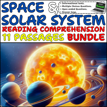 Preview of Space & Solar System reading comprehension passages and questions 3rd grade