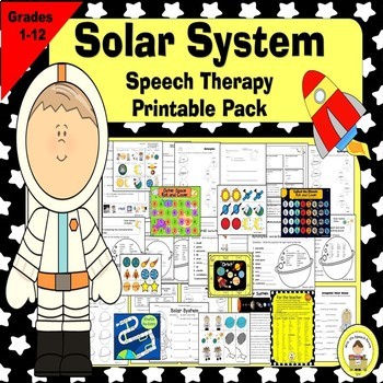 Preview of Space Speech Therapy and Solar System Speech Therapy Printable Pack