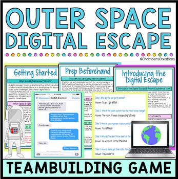 Preview of Space Team building Digital Escape Room Fun Break out game
