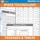 Space Reading Passages with Tables - Nonfiction Texts on T