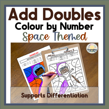 Preview of Space Theme Adding Doubles Color-by-Number Coloring Pages for Math Centers