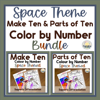 Preview of Space Theme Bundle:Addition & Subtraction Within 10 Color-by-Code,1st, 2nd Grade