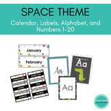 Space Theme: Calendar, Labels, Alphabet, and Numbers 1-20