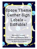 Space Theme Center Sign Labels - Editable! (includes TS Go