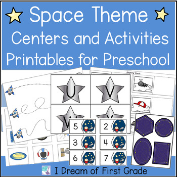 Preview of Space Theme Centers Activities and Printables for Preschool