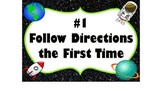 Space Theme Classroom Rules - Editable