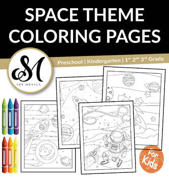 Preview of Space Theme Coloring Pages for Preschool | Kindergarten | First Grade