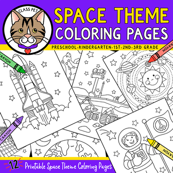 Preview of Space Theme Coloring Pages for Preschool | Kindergarten | First Grade