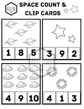 Preview of Space Theme Count And Clip Cards