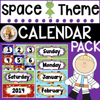 Preview of Space Theme Decor Calendar Pack | Numbers, Days, Months, Years | Back to School
