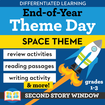 Preview of Space Theme Day Differentiated End of Year Review Activities for 1st, 2nd, 3rd