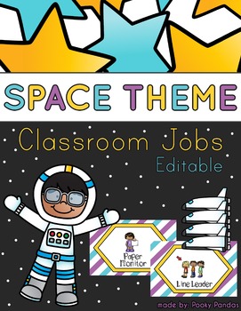 space classroom theme jobs decor editable preschool kindergarten bulletin teacherspayteachers themes solar system themed outer reading week