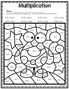 Space Theme: Multiplication Color By Number by Kiki's Kubby | TpT