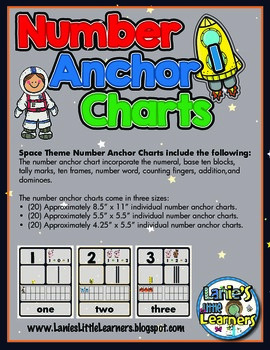 Preview of Space Theme Number Anchor Charts {Space Theme Number Printables}