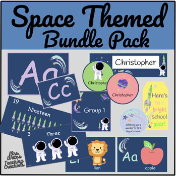 Preview of Space Classroom Decor & Printable Name Tags