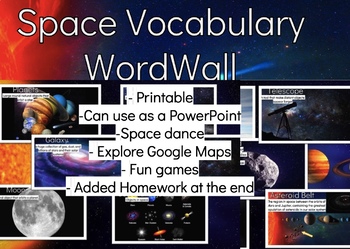 Preview of Space Theme | Space Interactive Vocabulary and Games