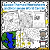 Space Theme Worksheets for Kindergarten, Nonsense Word Center