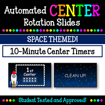 Preview of Space Themed 10 Minute Centers Timer PPT