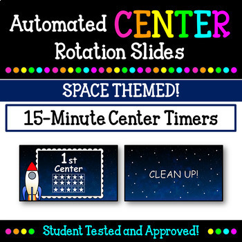 Preview of Space Themed 15 Minute Centers Timer PPT