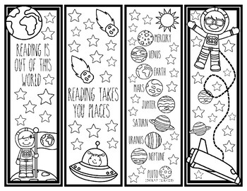Preview of Space Themed Bookmarks : Color Your Own Bookmark