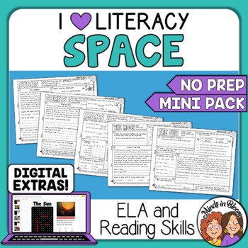 Preview of Space Themed ELA and Reading Skills Review Mini-Pack - Morning Work