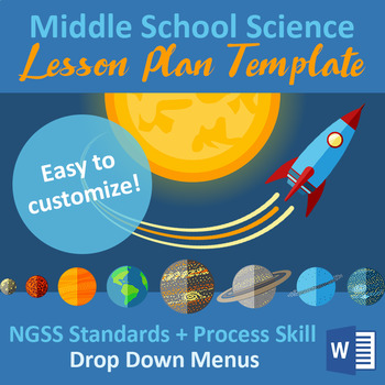 Preview of Space Themed Lesson Plan Template | Middle School NGSS | Word