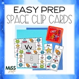 Space Themed Letter & Number Identification Easy Prep Clip Cards