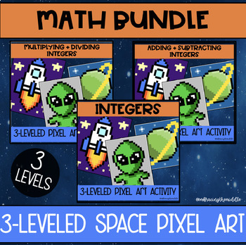 Preview of Space Themed Pixel Art BUNDLE for Middle School Math