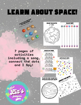 Preview of Space Themed Pre- K Printables with a song!