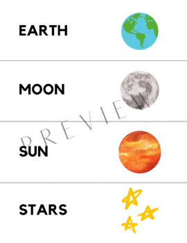 Preview of Space Themed Word Cards for Writing or Word Recognition