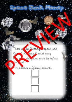 Preview of Space Topic - Space Junk Money Problems - editable