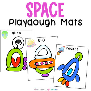 Preview of Outer Space Theme Playdough Mats, Space Unit Fine Motor Center Activity