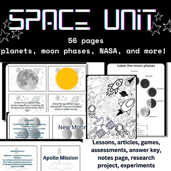 Preview of Space Unit: Planets, moon phases, NASA and more! 56 pages!