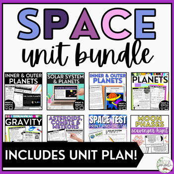 Preview of Space Unit - Solar System and Planets Activities and Reading Passages Bundle