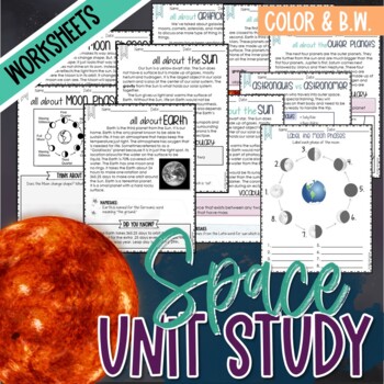 Preview of Space Unit Study with Printable Worksheets